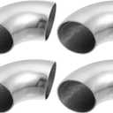 X AUTOHAUX 4pcs OD 2 Inch 90 Degree Mandrel Bend Elbow SS304 Stainless Steel Bend Tube Exhaust Elbow Pipe for Car Modified Exhaust System 2" Piping Silver Tone