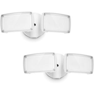 UME 2-Pack 19W Dusk to Dawn LED Security Light Outdoor, 2 Adjustable Head, 2000LM, 5000K, IP65 Waterproof, Super Bright Flood Light with Photocell for Garage,Yard,Exterior,Entryway(White)