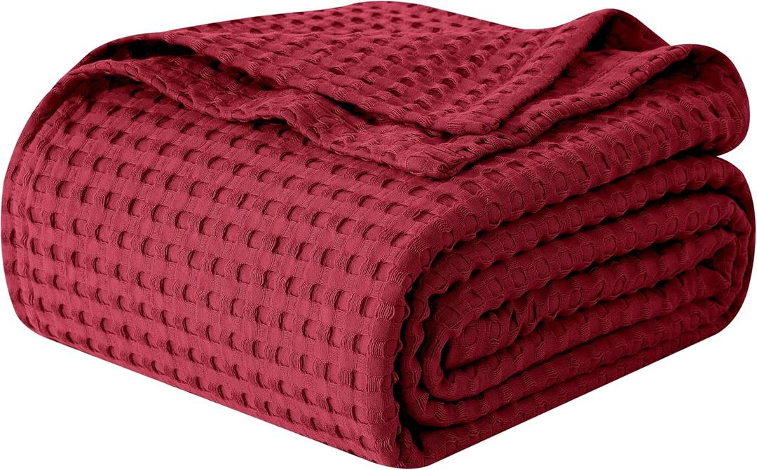 Elegant Comfort Premium 100% Cotton Waffle Blanket - Lightweight Breathable Waffle Weave Bed Blanket - Soft and Warm All Season Blanket for Couch, Sofa and Bed, King Size 90x108 Inches, Burgundy Elegant Comfort Premium 100% Cotton Waffle Blanket - Lightweight Breathable Waffle Weave Bed Blanket - Soft and Warm All Season Blanket for Couch, Sofa and Bed, King Size 90x108 Inches, Burgundy