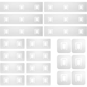 Lsnisni 20 Pack Shower Caddy Adhesive Replacement, Waterproof Shower Shelf Adhesive Strips, Strong Flat Hooks for Bathroom Storage Shelves and Kitchen Racks No Drilling, Clear