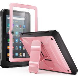 DJ&RPPQ 7 Inch Tablet Built in Screen Protector Kids Case Not for TCL Tablet Equipped with Built-in Bracket -Pink