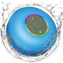 Waterproof Bluetooth Shower Speaker with LED, IPX4 Portable Wireless Hands-Free Mini Speaker, Built-in Mic, Suction Cup (Blue)