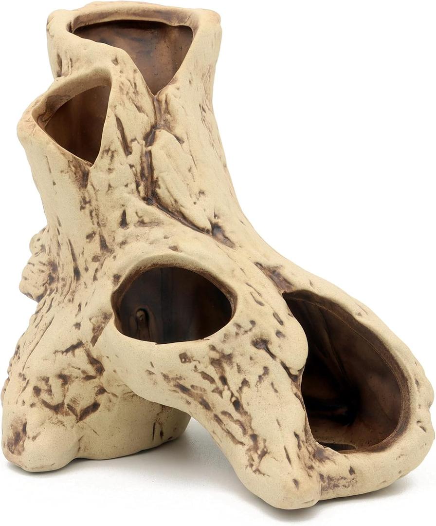 ALEGI Aquarium Tree Stump Hole for Betta Fish Toys, Rock Cave Cichlid Stone Betta Fish Accessories 10, 20 Gallon Fish Tank Decorations, Aquarium Rocks Decor