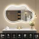 SMIROR Asymmetrical Led Bathroom Mirror 40x 24 inch, Irregular Cloud Lighted Vanity Mirror with Lights for Wall, Anit-Fog, Dimmable, Memory (Vertical/Horizontal)