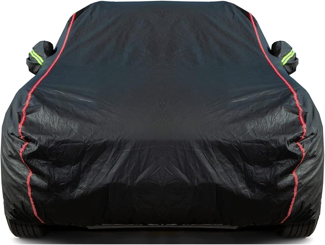 Breathable New Material, Waterproof Car Cover, Locks and Zipper Doors, Sunscreen Waterproof UV Prevention Snowproof Wind and Windproof,Suitable for Indoor Outdoor,for Sedan (188" to 198") B3 (Black)