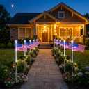 8 Pack Solar American Flag Pathway Lights - Patriotic Red White Blue Outdoor Stake Waterproof LED, Decorations 4th of July Memorial Day & Independence Day Yard Garden