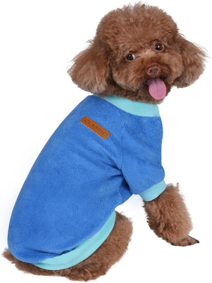 GreenJoy Classic Fleece Dog Sweater Soft & Warm Stretchy Sweatshirt for Dogs & Cats, Cold-Weather Pullover for Everyday Wear (Dark Blue, Large)