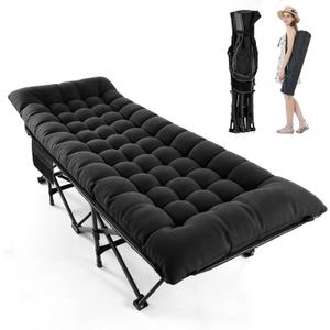 Camping Cot for Adults, Black, 28" Extra Wide