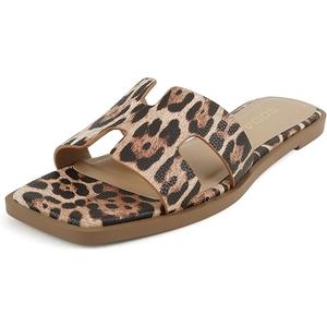 Soda Knit ~ Women Square Toe H-Band Flat Slide Sandals 10