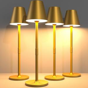 LED CordlessTable Lamp,4000mAh Rechargeable Battery Desk lamp,3 Level Brightness Beside Night Light, Minimalist Design, for Couple Dinner/Coffee Table/Restaurant/Bedroom (Bronze 4PACK)
