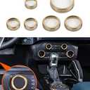Savadicar CKT01 Billet Aluminum Control Knob Trim Sets, Headlight/4WD/HVAC Climate Control Knob Ring Bezels, Air Conditioner/Radio Switch Cover for 2021-2023 Ford Bronco, Interior Accessories, Gold