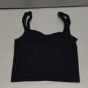 QINSEN Womens Sleeveless Cropped Rib Knit Seamless Sweetheart Neckline Going Out Tank Tops (Medium, Black)