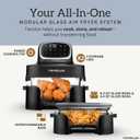 4-in-1 Portable Glass Air Fryer Cooking System, 1500W, 6.3QT & 4.4QT Glass Containers with Storage Lids, Microwave, Freezer & Dishwasher Safe