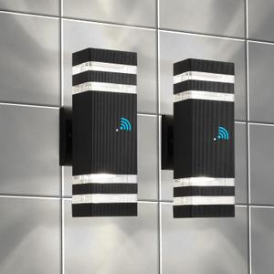 2-Pack Dusk-to-Dawn Outdoor Wall Lights  2-Layer, 1200 LM, 14W, 3000K Warm White  IP65 Waterproof  Aluminum Outdoor Lights for House, Porch, Hallway, Patio, and Garage (Dusk-to-Dawn 2-Pack, 2-Layer, Multicolor)