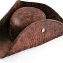 Srnede Pirate-Hat Women Tricorn Brown Pirate Men Leather Faux Leather Vintage Wrinkle Distressed