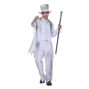 EraSpooky Men Ghost Gentleman Costume White Victorian Haunted Suit Size Large