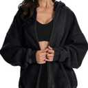 FAIABLE Womens Mens Zip Up Hoodie Oversized Acid Wash Hoodies Heavyweight Distress Cotton Fleece Zipper Hoodie Vintage (Black, L)