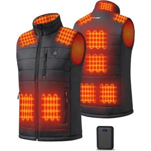 Heated Vest for Men with 16000mAh 7.4V Battery Pack, Ergonomic 9 Heating Zones, Smart Temp Control Men's Heated Vest  XL