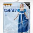 Spooktacular Creations Halloween Regency Dress Costume for Women, Bridgerton Dress Empire Waist Victorian Ball Gown (Blue, M)
