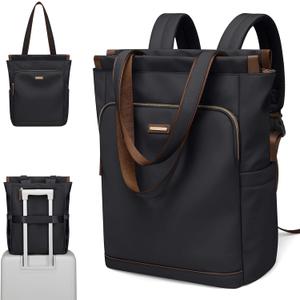 GOLF SUPAGS Convertible Laptop Backpack for Women Casual Daypack Notebook Tote Bag for Work College Travel Leisure (Black)