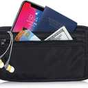 Money Belt Passport Holder for Women Men - Secure Hidden Travel Wallet Fanny Pack with RFID Blocking (Black)