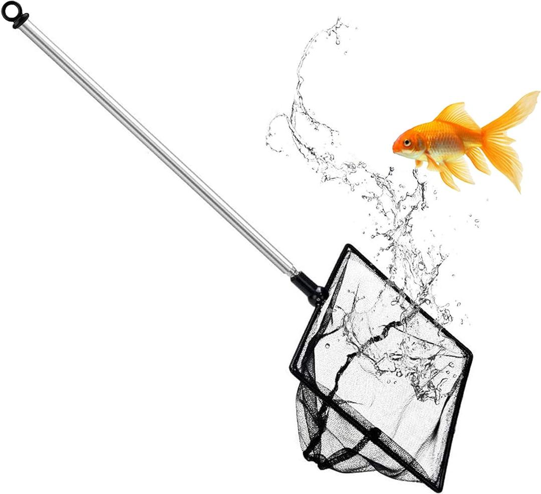 Aquarium Fish Net, 6 Inch Fine Mesh Fish Tank with Extendable 9-24 inch Long Handle