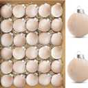 30Pcs Velvet Christmas Balls Christmas Tree Ornaments Velvet Balls Shatterproof Xmas Bulbs Decorations Set Neutral Ornaments 2.4Inch for Xmas Holiday Party Indoor Decor