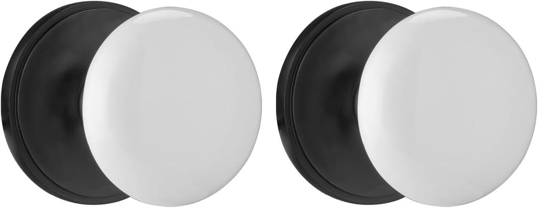 parro White Door Knobs, White Porcelain Door Knob, Ceramic Interior Door Handles, Black Door Levers for Closet