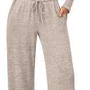 LILLUSORY Womens 2 Piece Matching Lounge Sets 2025 Fall Fashion Knit Sweater Airport Travel Vacation Outfits Gym Sweatsuits (Large, Khaki)