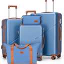 Cosbarn 5 Piece Luggage Sets with Spinner Wheels, Hardshell ABS Suitcase Set with Tsa Lock, Lightweight Hardside Waterproof Travel Suitcases for Men Women, HazeBlue (20"/24"/28")
