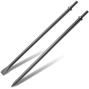 2 Pack 24"  Air Hammer Bits Attachments,0.401 Inch Shank Chisel Bit Set,Cr-Mo Alloy Steel Punch