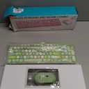 Wireless Keyboard and Mouse Combo, Retro Typewriter Keyboard with Round Keycaps, 2.4GHz USB Cute Wireless Keyboard Mouse for Computer, Desktop, Laptop (Green Colorful)