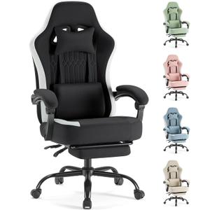 Sweetcrispy Computer Gaming Chair - High Back Ergonomic Desk Chair with Footrest and Lumbar Support, Height Adjustable Task Chair with Linkage Armrests and Headrest, 360 Swivel Wheels, Black