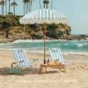 6FT Stripe Fringe Beach Umbrella for Sand with Sand Anchor, UPF 50+ Sun Shade with Tassels, Adjustable Tilt Pole, Portable Coastal Umbrella for Beach & Pool, Heritage Ocean Cypress Stripe