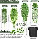 Palonu 4 Pack Faux Artificial Hanging Plants, Fake Potted Greenery with Eucalyptus Vine, Mandala, Pea Pod Leaves & String of Pearls in Pots for Office, Living Room, Bathroom, Indoor & Outdoor Dcor