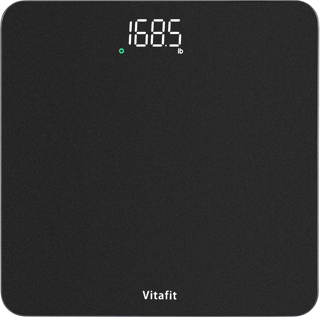 Vitafit Scale for Body Weight, High Accuracy 0.1lb by Our Professional Factory Since 2001, Digital Weight Scale LED and Step On, 3*AAA Batteries Included, 400lb/182kg, Spray Silver Black
