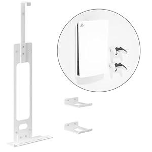 Upgraded Adjustable Console Holder Wall Mount for PS5: Black Gaming Stand for PlayStation 5/PS5 Slim/Pro Digital Disc Edition With 2 Controller Kits 