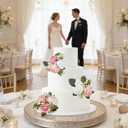 Wedding Cake Toppers Decorations - 23 Pcs Faux Flowers Cake Decorations, Cakes Decor Floral for Engagement Wedding Anniversary Birthday Bridal Baby Shower Party Supplies