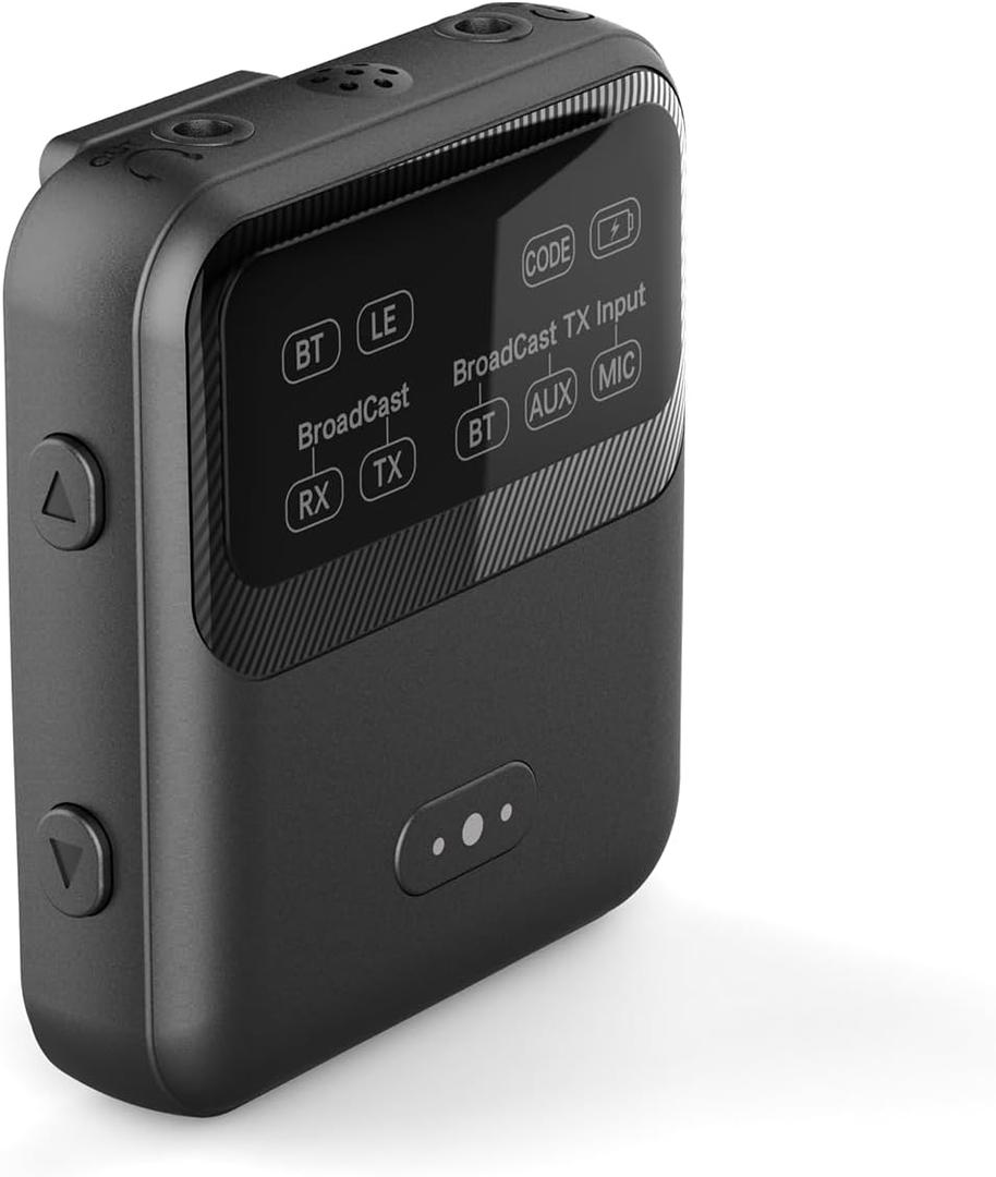 eppfun Bluetooth 5.4 Audio Receiver with Auracast Receiver/Transmitter, Aptx Lossless/Adaptive/HD/LC3, LE Audio Adapter 2 IN1 Wireless Stereo Music with Microphone Input/3.5mm Aux