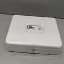Jssmst Locking Large Metal Cash Box with Money Tray, Money Box with Key Lock, White, SM-CB0504L