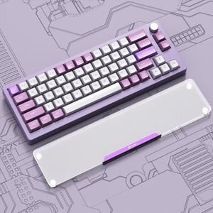 Acrylic Gaming Keyboard Wrist Rest, Clear Ergonomic Palm Rest with Anti-Slip Base, Customized Metal CNC Aluminum Alloy Logo for Computer Keyboard, Office, PC Gaming, Laptop, Mac, Easy Typing-Purple