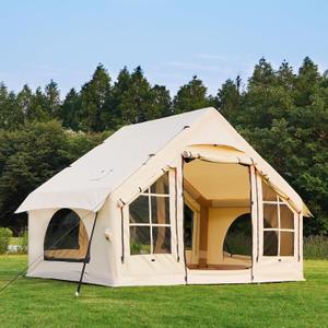 KNUO Inflatable Camping Tent, Large Blow-Up Air Tent, No Assembly Needed Luxury Glamping House, Oxford Fabric, 10x7.2ft