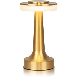 Cordless Metal Desk Lamp, Touch Sensor Control LED Table Lamp,3 Color Stepless Dimmable Battery Powered Lamp for Living Room, Dorm, Home Office (Gold)