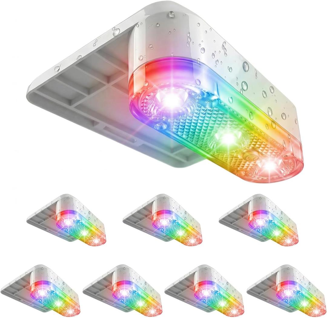 VOLISUN Solar Pool Lights for Above Ground Pools,9 RGB Color LED Pool Light,IP65 Waterproof,Built-in Rechargeable Solar Battery,Pool Lights Solar Powered for Pond,Yard Decor(8pack)