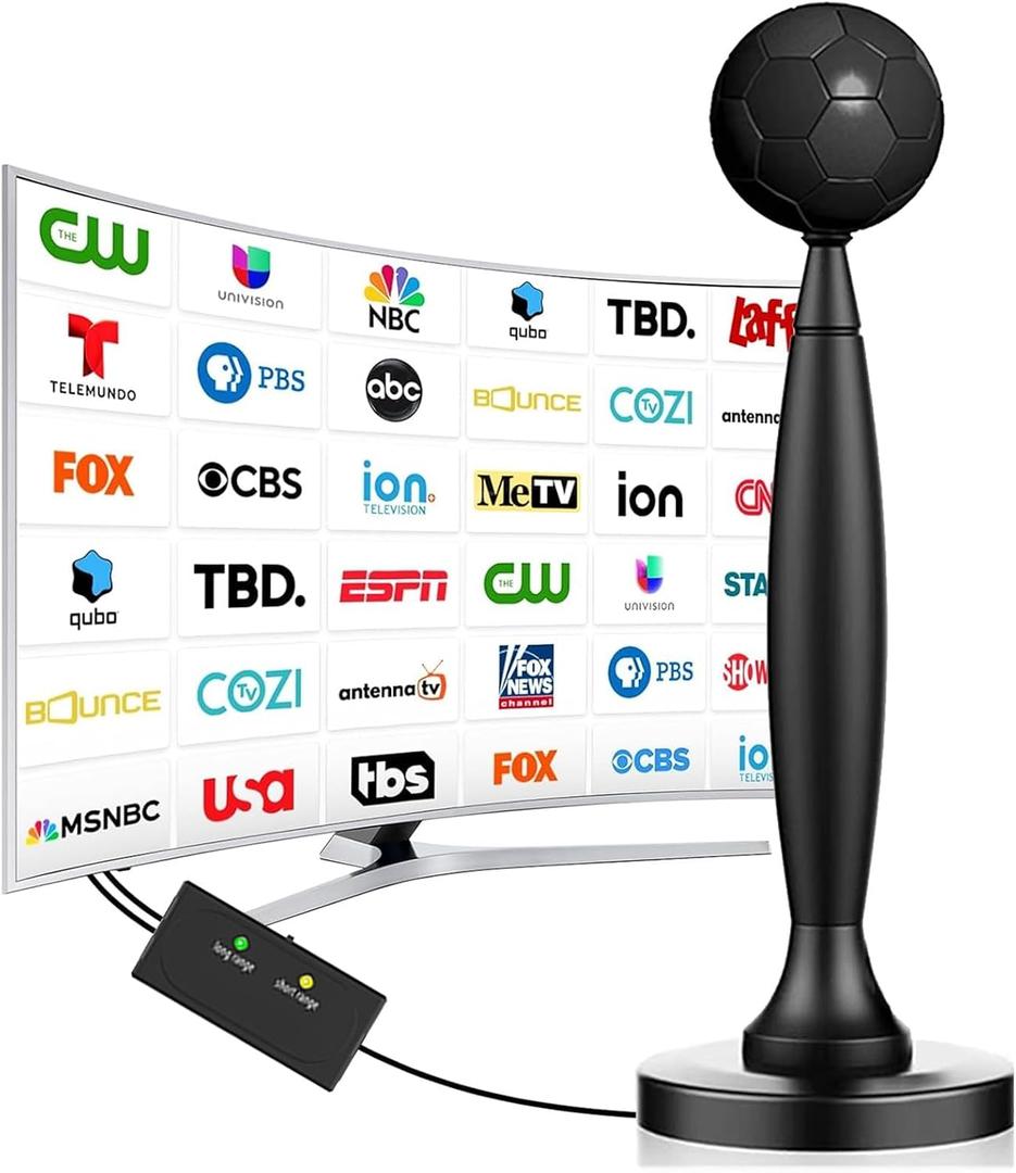 TV Antenna for Smart TV Indoor/Outdoor, TV Antenna for Local Channels, 2800+ Miles Range TV Antenna Outdoor with 360 Signal Strongest Booster, Supports 1080P 4K Reception HD, 16 FT Cable, Black