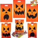 JOYIN 72 Pcs Halloween Goodie Bag, Pumpkin Plastic Candy Bags for Kids trick or treating, Halloween Jack o' Lantern Trick or Treat Bags for Snacks Party Favors, Treats Party Supplies