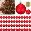 Wettarn 100 Pcs 2.36 Inch Christmas Ball Ornaments with Lid Rope Blank Plastic Hanging Christmas Tree Fillable Balls Ornament for DIY Crafts Xmas Holiday Party Decoration, Red