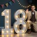 imprsv Marquee Numbers 18 Birthday Decorations: Large Light Up Numbers 18 Years Old Birthday Decor for Girl Boy Big Sign Party Anniversary Cardboard Backdrop Signs Blocks Balloons (3ft White)