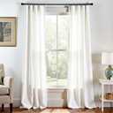 jinchan White Linen Curtains Semi Sheer Curtains 96 inch Length for Closet Door Small Window Living Room Bathroom Neutral Farmhouse Cottage Core Light Filtering Privacy Rod Pocket Back Tab 2 Panels