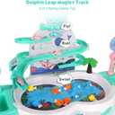 Magnetic Baby Fishing Toy Set, 3 in 1 Fishing Game for Toddlers & Kids with Slideway & Music Story, 10 Fish, 3 Dolphins, 2 Fishing Poles, Learning Educational Sound Effect Toys (Green1)